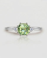 Electric Dreams three stone tourmaline ring with round diamonds in polished platinum | SARATTI