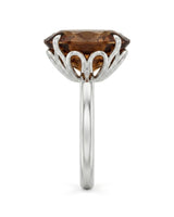 Elegant Imperial Topaz engagement ring featuring an oval center and refined polished platinum band - SARATTI