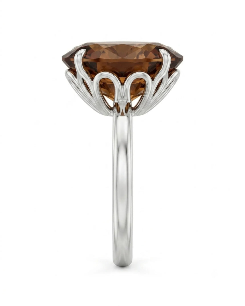 Elegant Imperial Topaz engagement ring featuring an oval center and refined polished platinum band - SARATTI