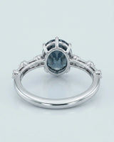 Elegant blue moissanite engagement ring for a distinctive proposal in platinum | SARATTI