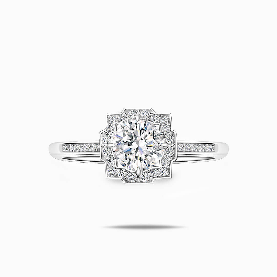 1 Carat Round Halo Diamond Engagement Ring | Modern Gem Jewelry | Saratti