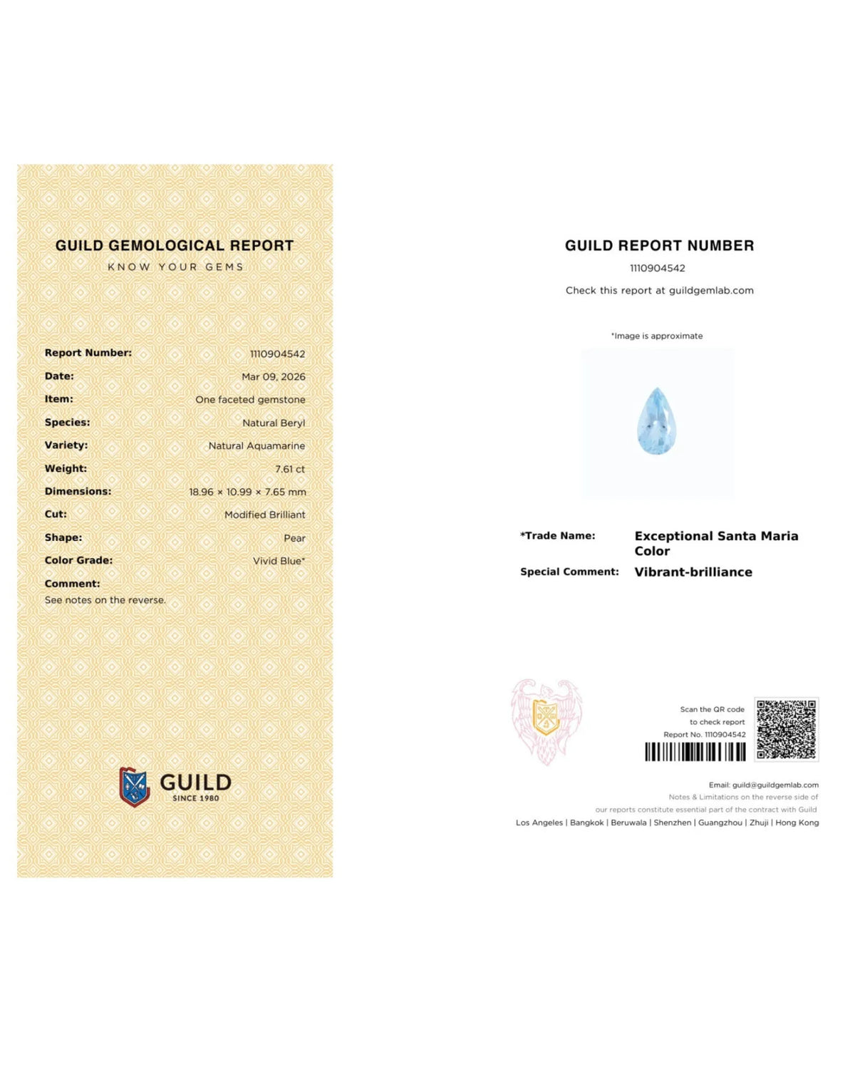 Elongated Santa Maria Aquamarine loose gemstone profile | SARATTI