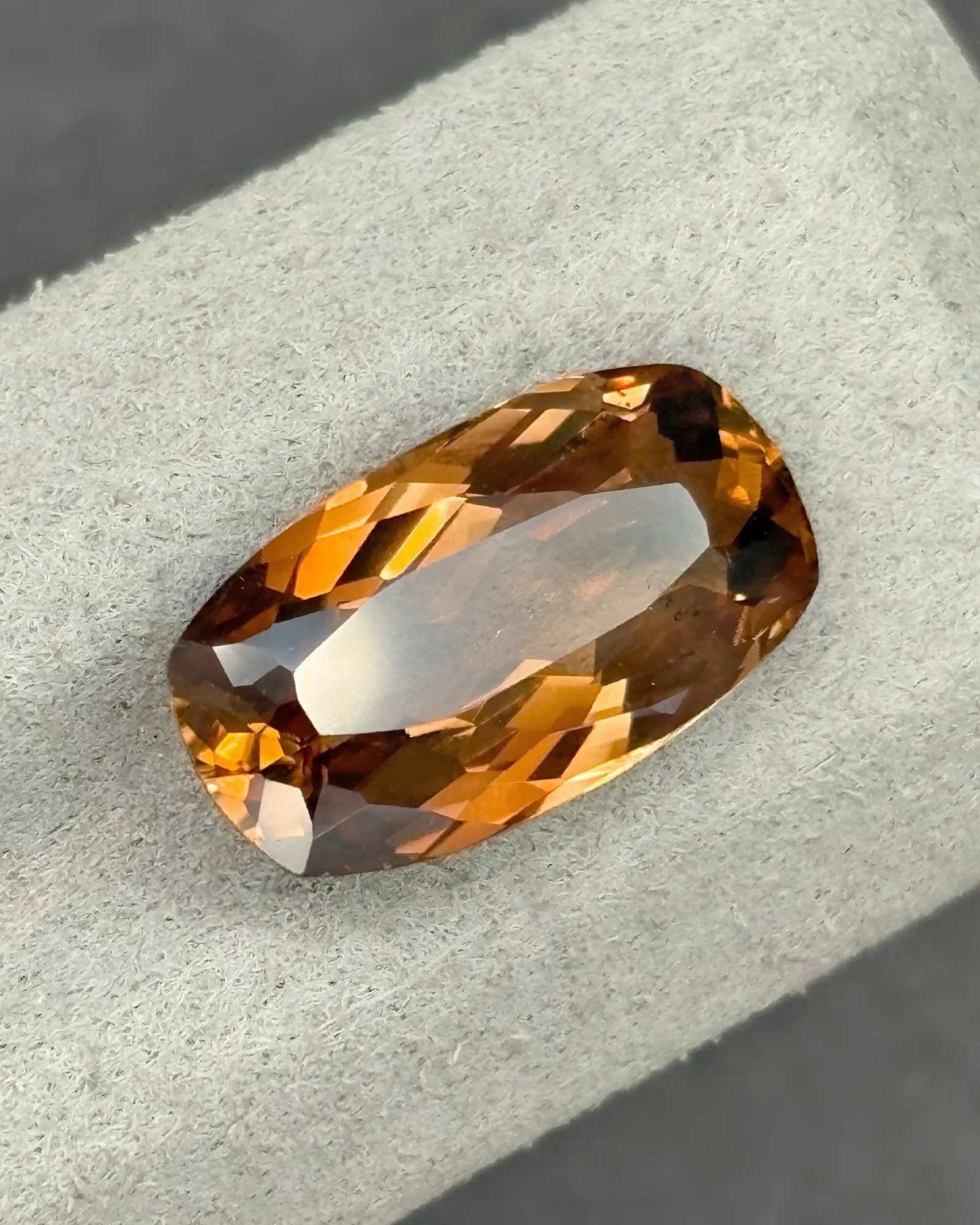 Elongated cushion Natural Imperial Topaz loose stone view | SARATTI