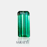 Elongated emerald cut Natural bi-color tourmaline loose stone | SARATTI