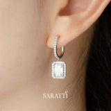 Emerald Cut Diamond Halo Elizabeth Earrings | Saratti Jewelry