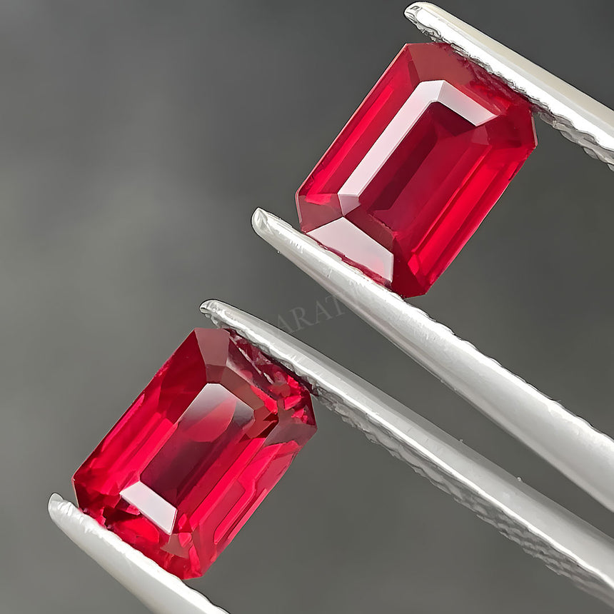 Genuine Matched Pair | Vivid Red Ruby Gemstones | Saratti Jewelry