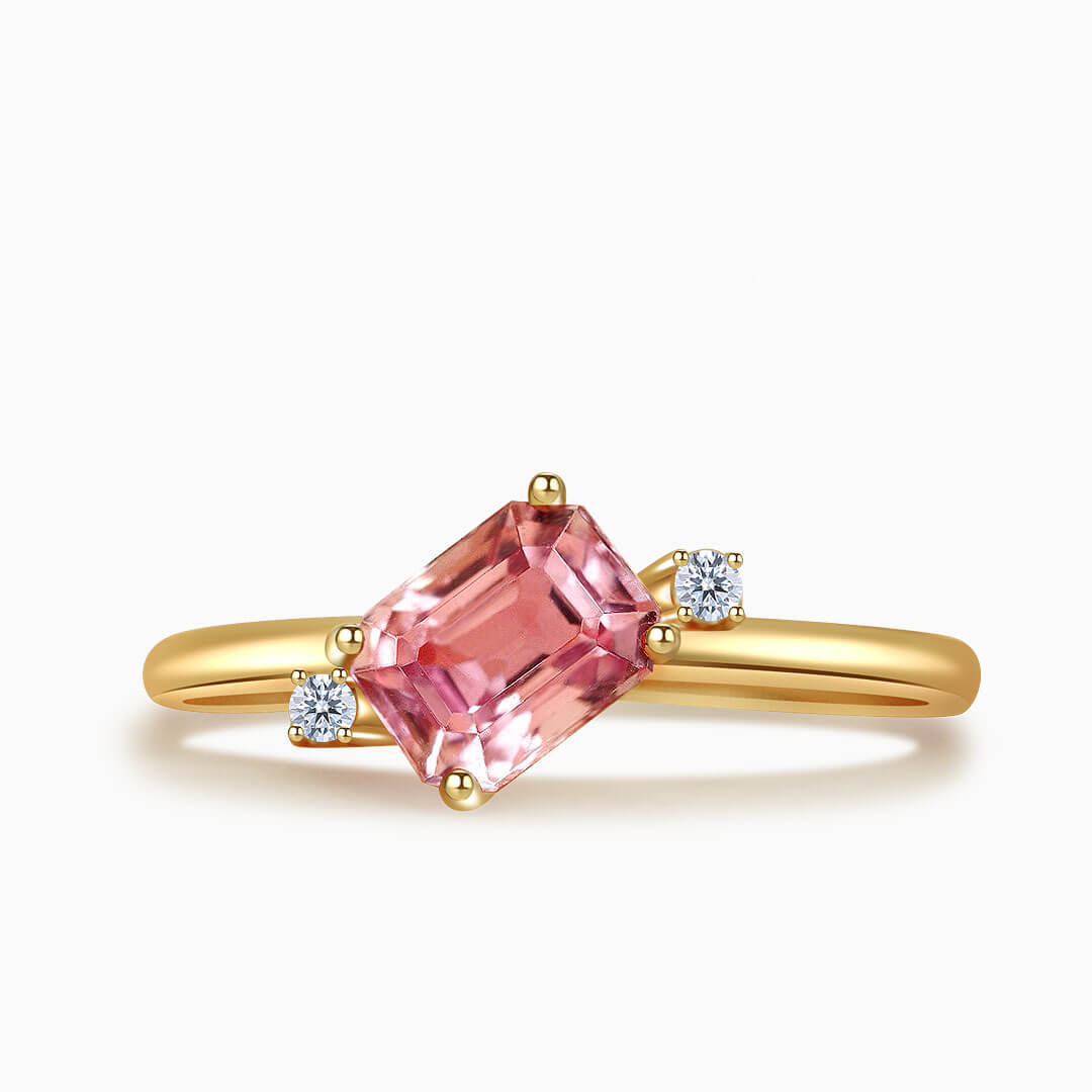 Yellow Gold Sakura Trilogy Tourmaline and Diamond Ring | Saratti Fine Jewelry