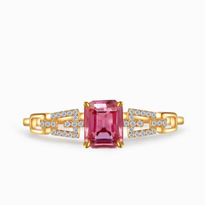 Yellow Gold Passion Seal Pink Tourmaline Engagement Ring | Saratti Fine Jewelry