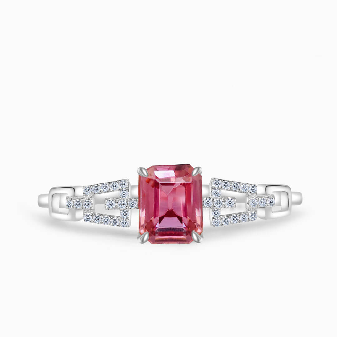 White  Gold Passion Seal Pink Tourmaline Engagement Ring | Saratti Fine Jewelry