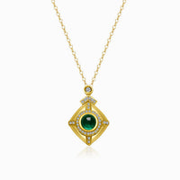 Cometa Cabochon 18K Gold Zodiac Emerald Necklace