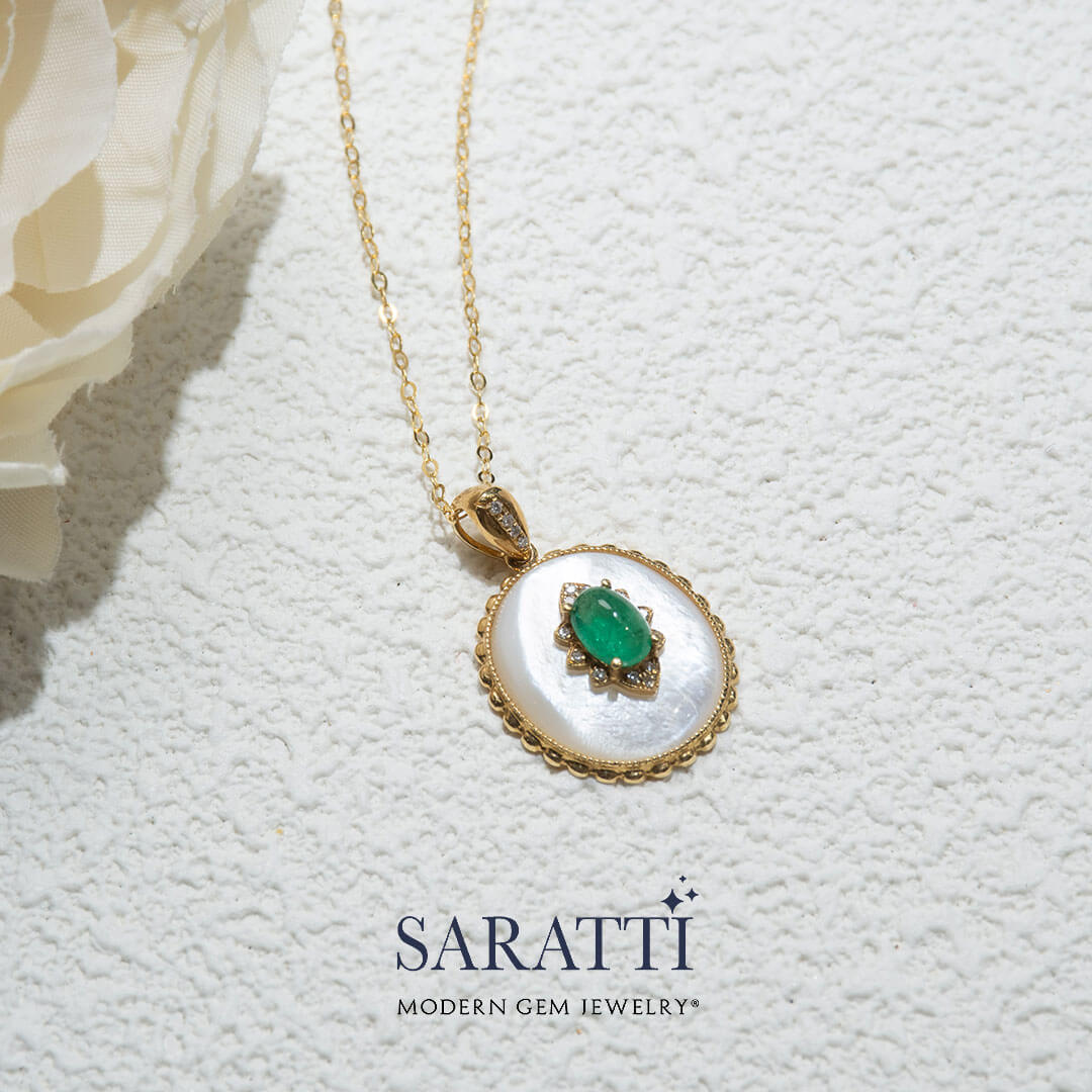 Emerald and Diamond Necklace | Saratti Jewelry