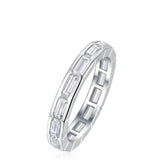 Diamond Emerald Cut Band Channel Set in White Gold