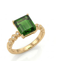 Luxora Green – Green Tourmaline & Diamond Ring in 18K Yellow Gold
