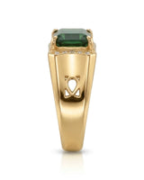 Emerald-cut green tourmaline ring with round brilliant diamonds in elegant white gold | SARATTI