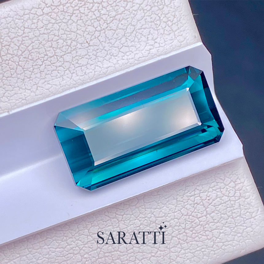Emerald Cut Blue Tourmaline Gemstone | SARATTI