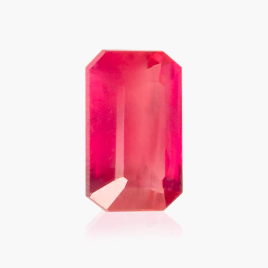 Emerald Cut Burma Ruby Gemstone in Pinkish Red Color - SARATTI | 1.12 carats