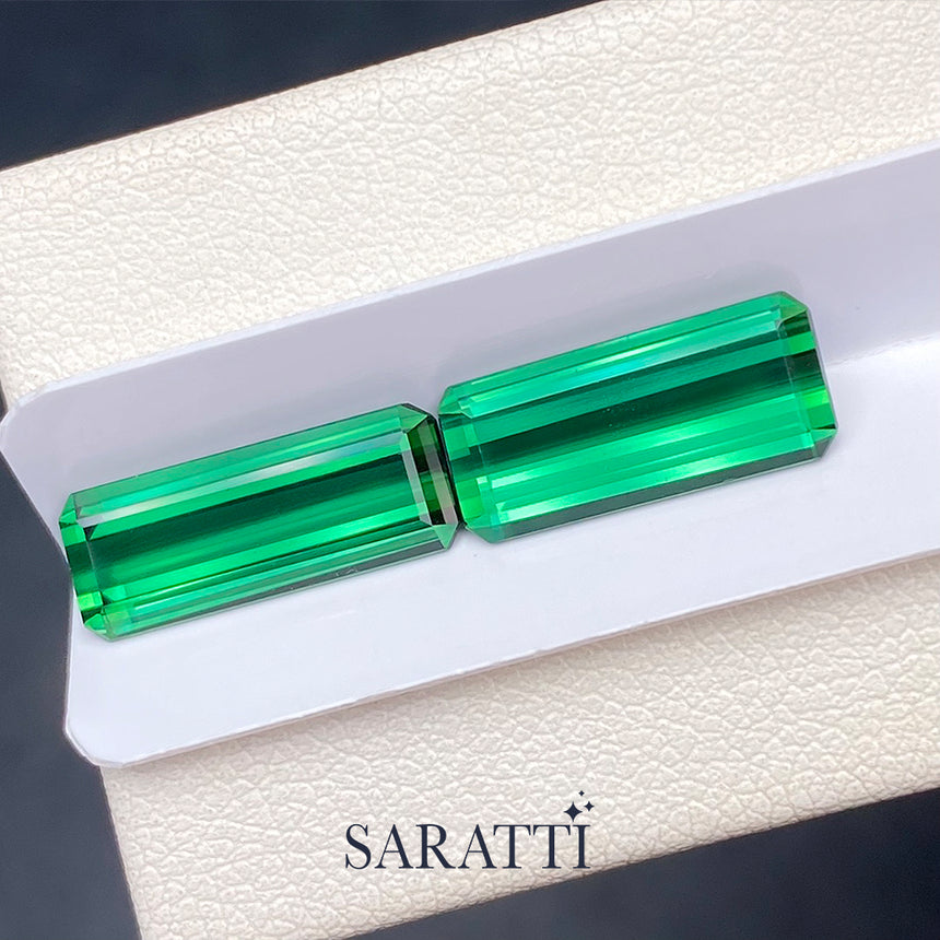 Emerald Cut Green Tourmaline Pair | SARATTI  
