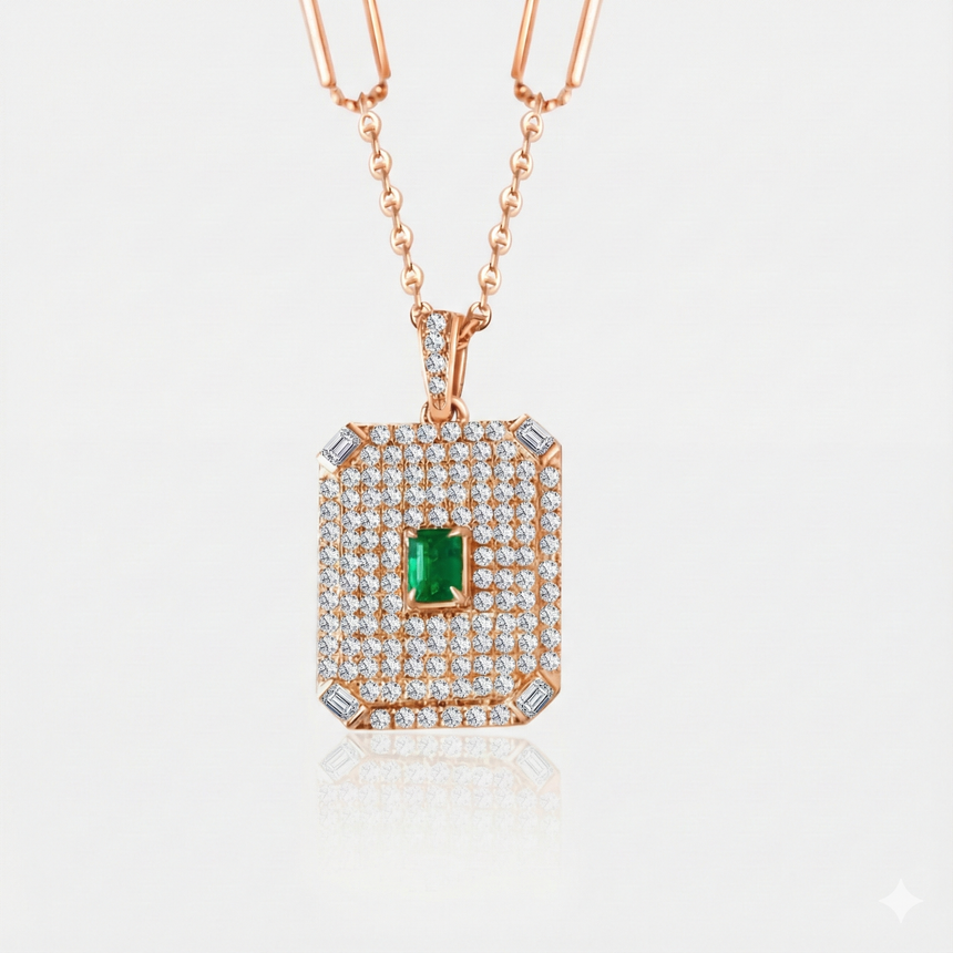 Emerald Pavillion Rose Gold Pendant - SARATTI