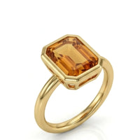 AUREX – Natural Imperial Topaz Bezel Setting - Emerald Cut