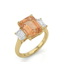LUCENT STEP – Natural Imperial Topaz Three-Stone Setting - Emerald Cut