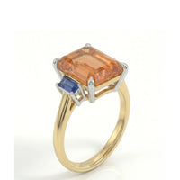 AZURA STEP – Natural Imperial Topaz Three-Stone Setting - Emerald Cut