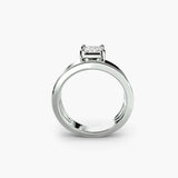 Emerald cut diamond solitaire ring setting with thick band | SARATTI