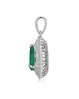 Emerald diamond platinum pendant designed for elegant occasion wear and refined jewelry styling - SARATTI