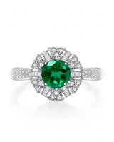 Emerald diamond statement ring in platinum | SARATTI
