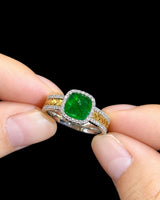 Emerald diamond woven halo ring - SARATTI