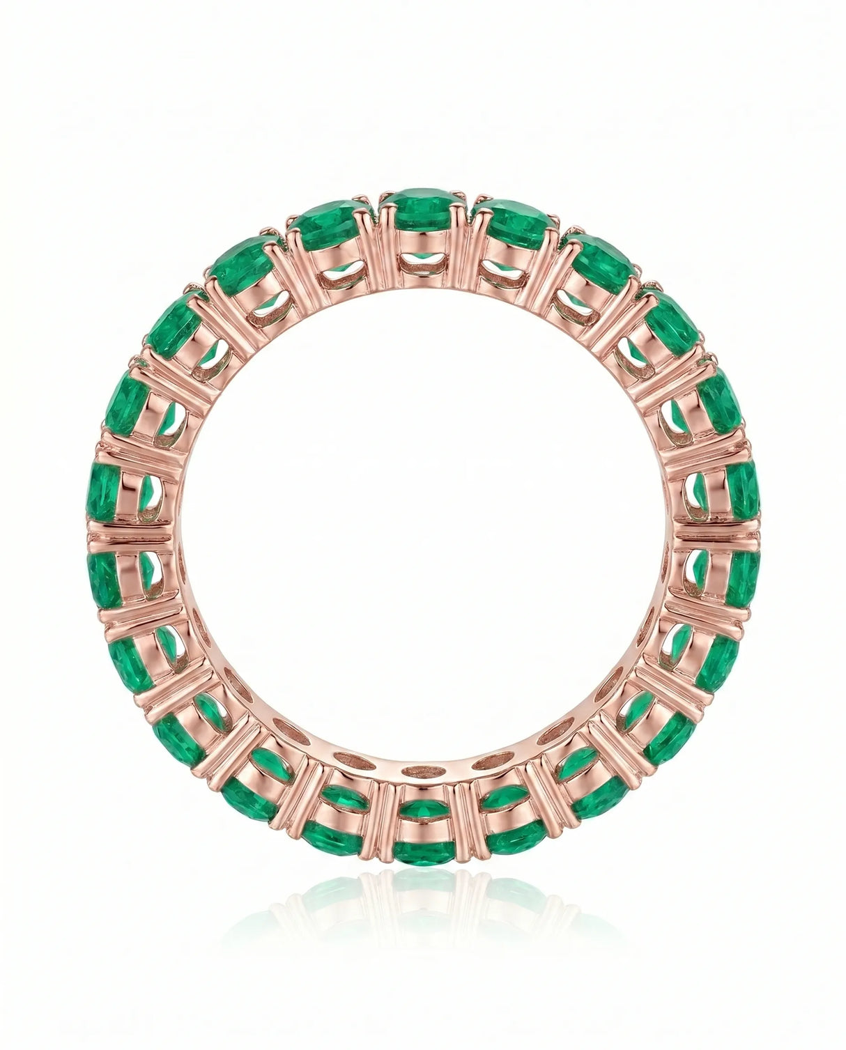 Emerald eternity ring in 18K rose gold | SARATTI
