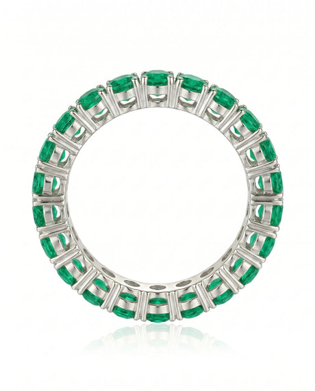Emerald eternity ring in 18K white gold | SARATTI
