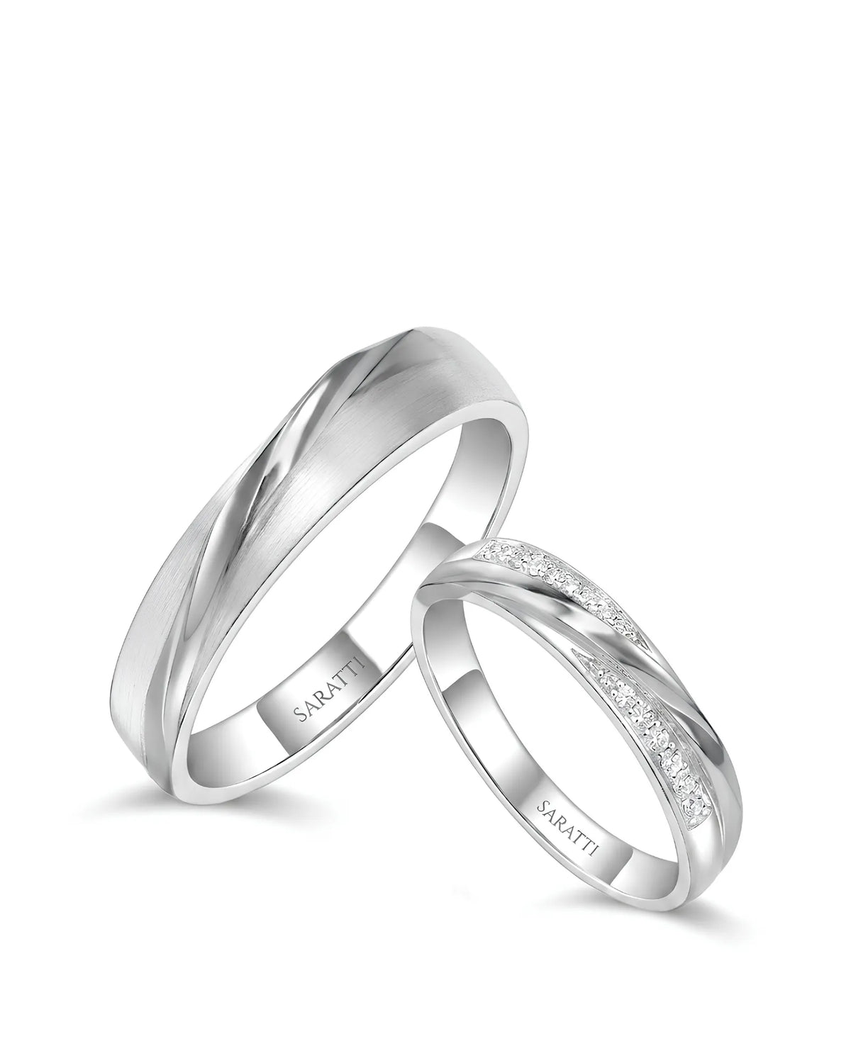 Eternal Harmony duo ring set with timeless polished design crafted in refined platinum | SARATTI