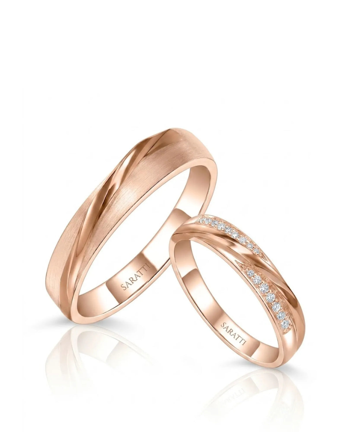 Eternal Harmony duo ring set with timeless polished design crafted in warm 18K rose gold | SARATTI