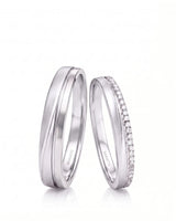 Eternal Waves his and hers wedding ring set with flowing polished design in refined platinum | SARATTI