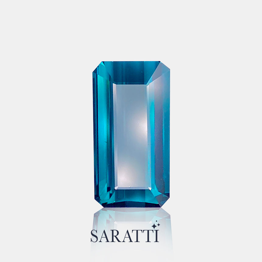 Eye Clean Blue Tourmaline Emerald Shape | SARATTI  