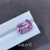 Eye Clean Kunzite Emerald Cut Close Up View | SARATTI