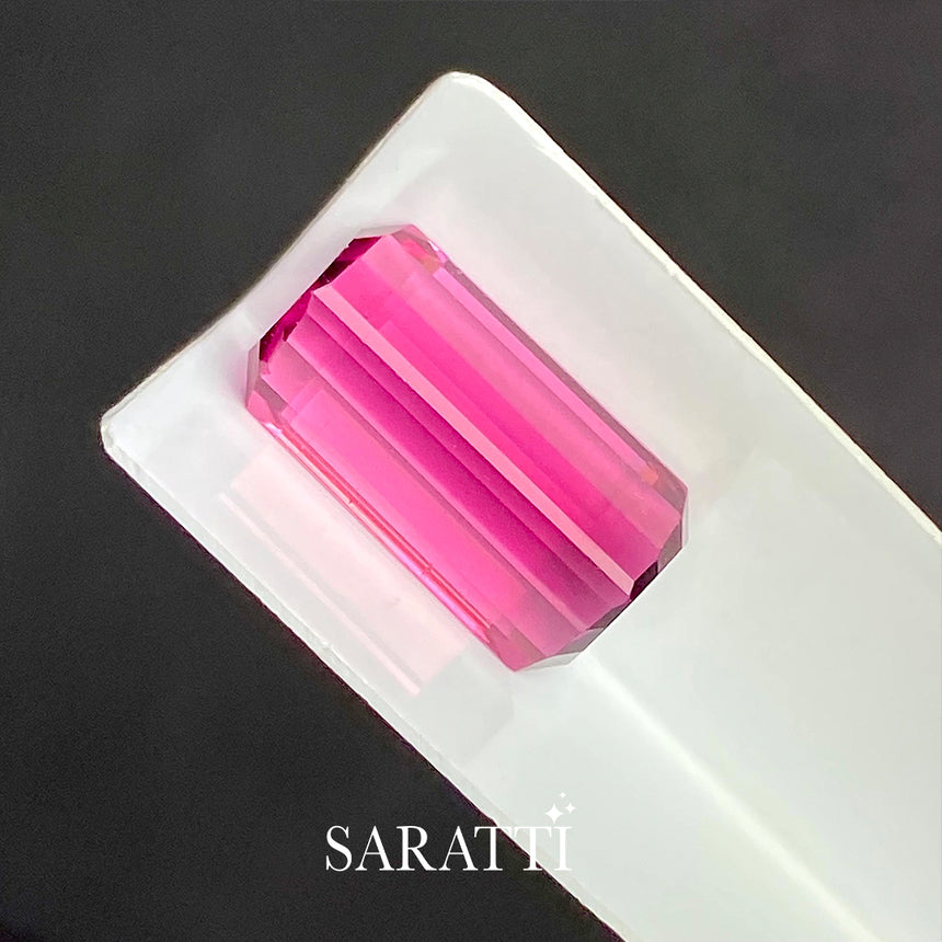 Eye Clean Rubellite Tourmaline Emerald Shape | SARATTI  
