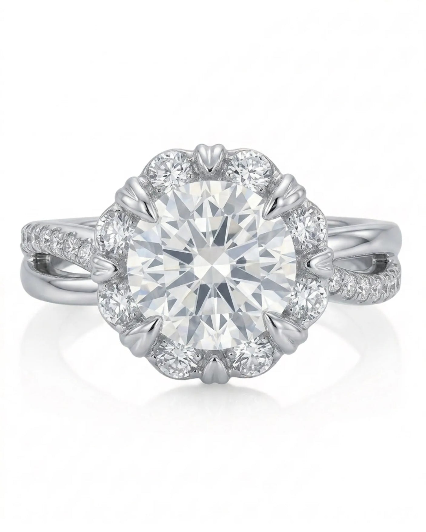 Merida – Sweet Serenity Natural Round Diamond Floral Halo Ring