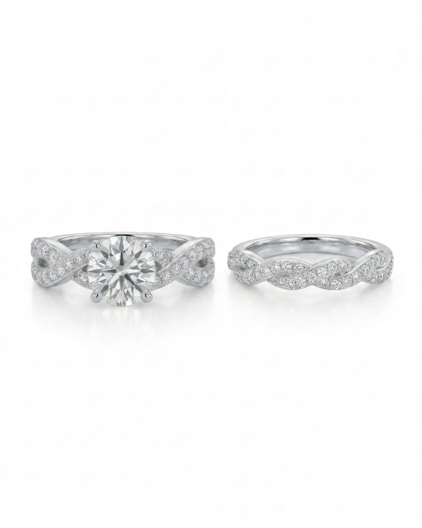 Donna – Natural Round Diamond Twisted-Shank Bridal Set