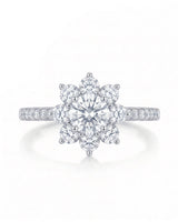 Rhoda – Fortune Compass Natural Round Diamond Floral Halo Engagement Ring