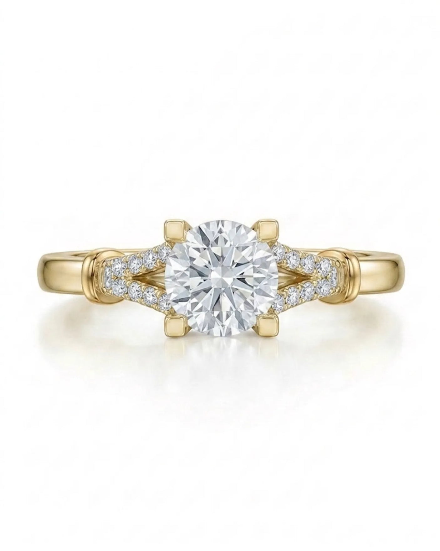Noemie – Natural Round Diamond Split-Shank Engagement Ring