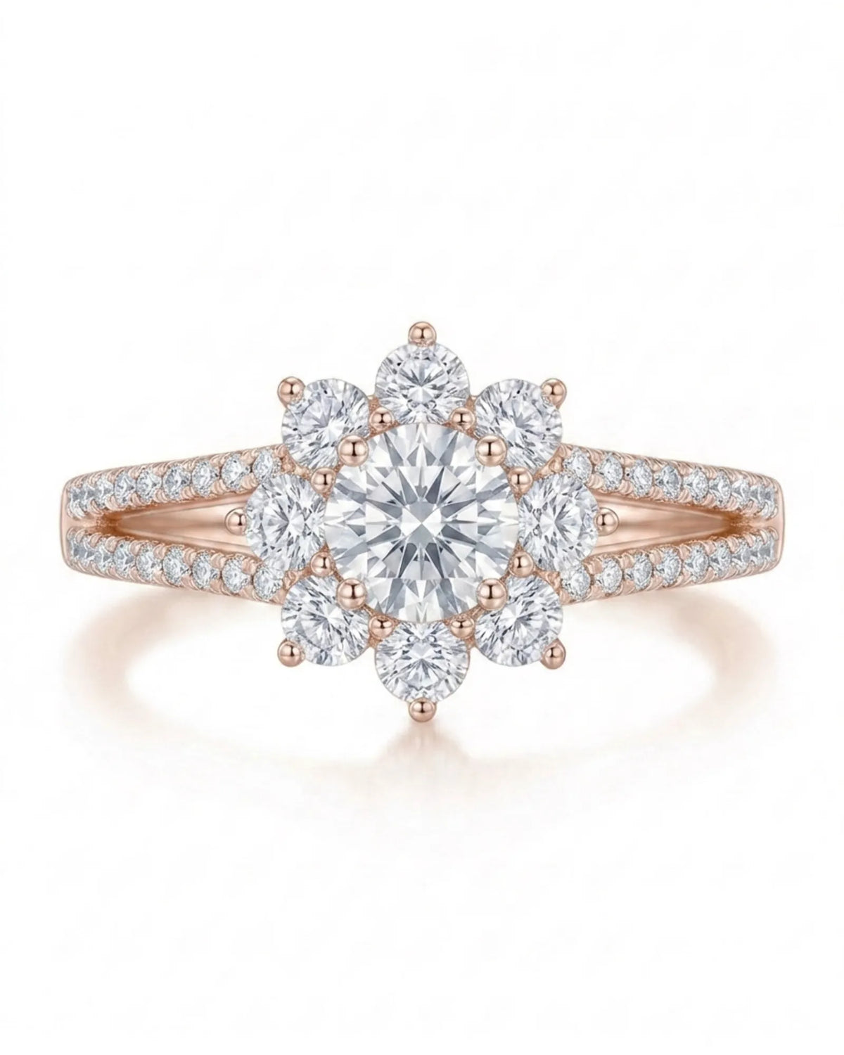 Gail – Fortune Compass II Natural Round Diamond Star Halo Engagement Ring