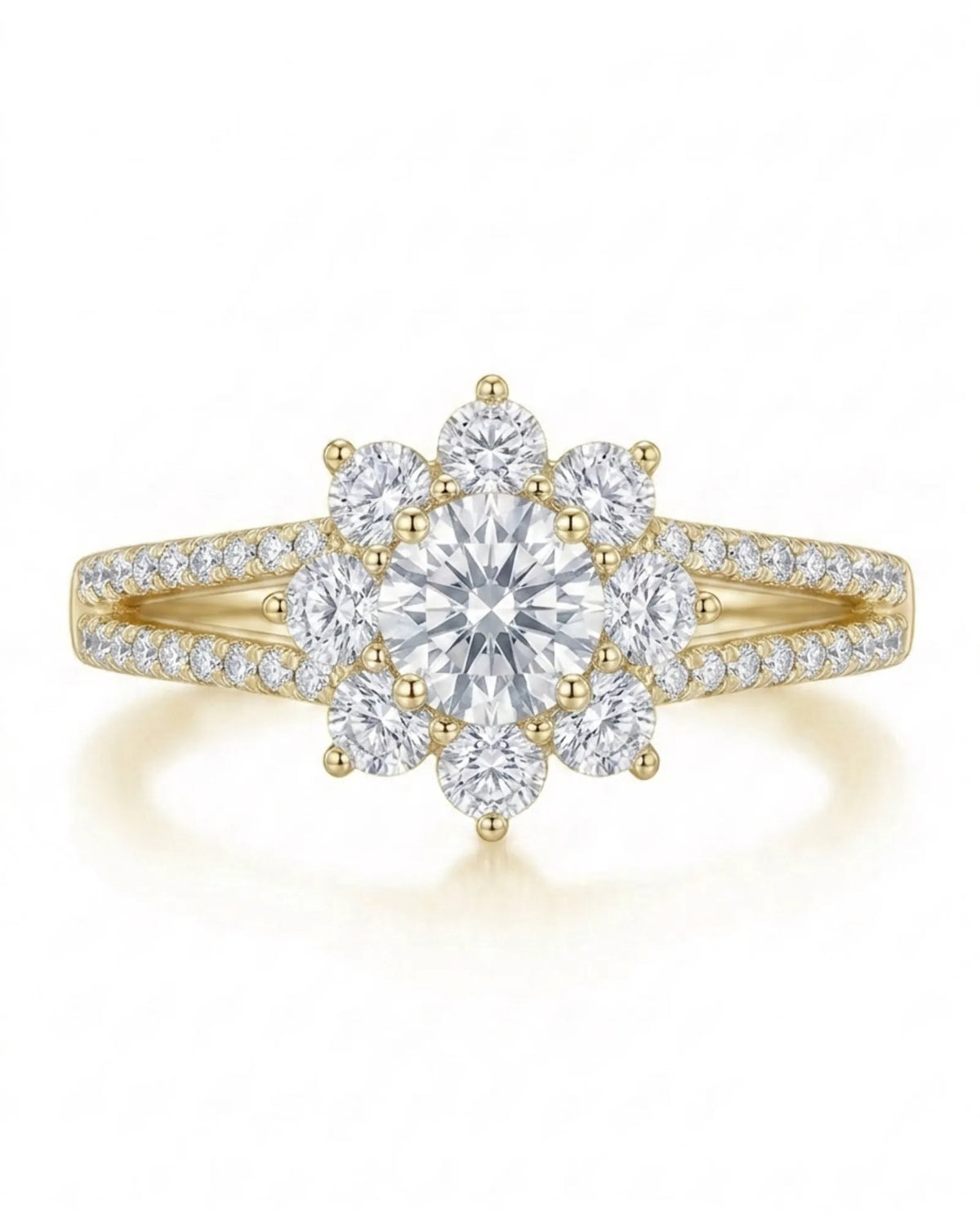Gail – Fortune Compass II Natural Round Diamond Star Halo Engagement Ring