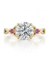 Regina – Natural Round Diamond & Ruby Celtic Knot Engagement Ring