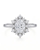 Julia – Natural Oval Diamond Floral Halo Engagement Ring