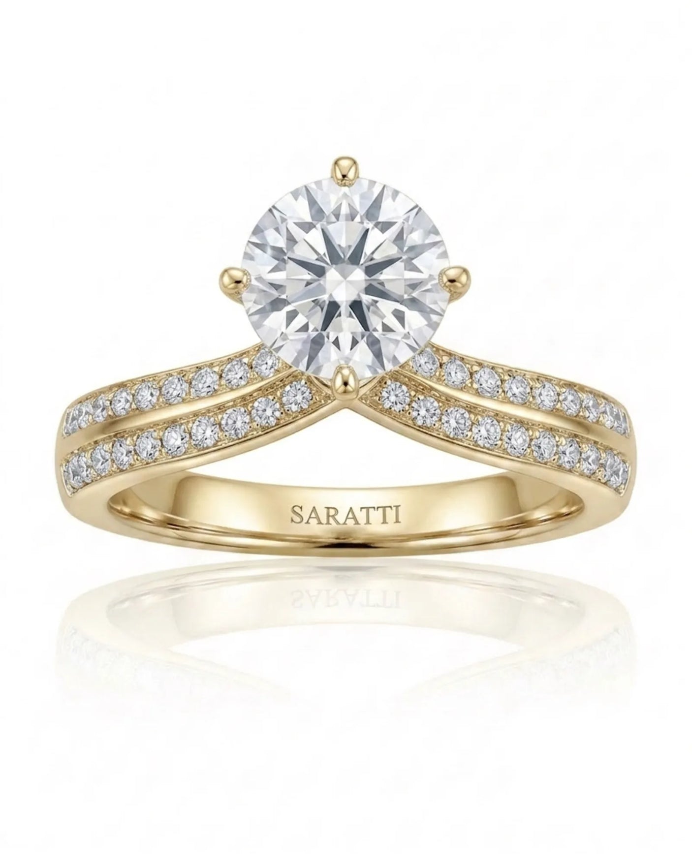 Dessina – Sublime Radiance Natural Round Diamond Tiara Split-Shank Ring