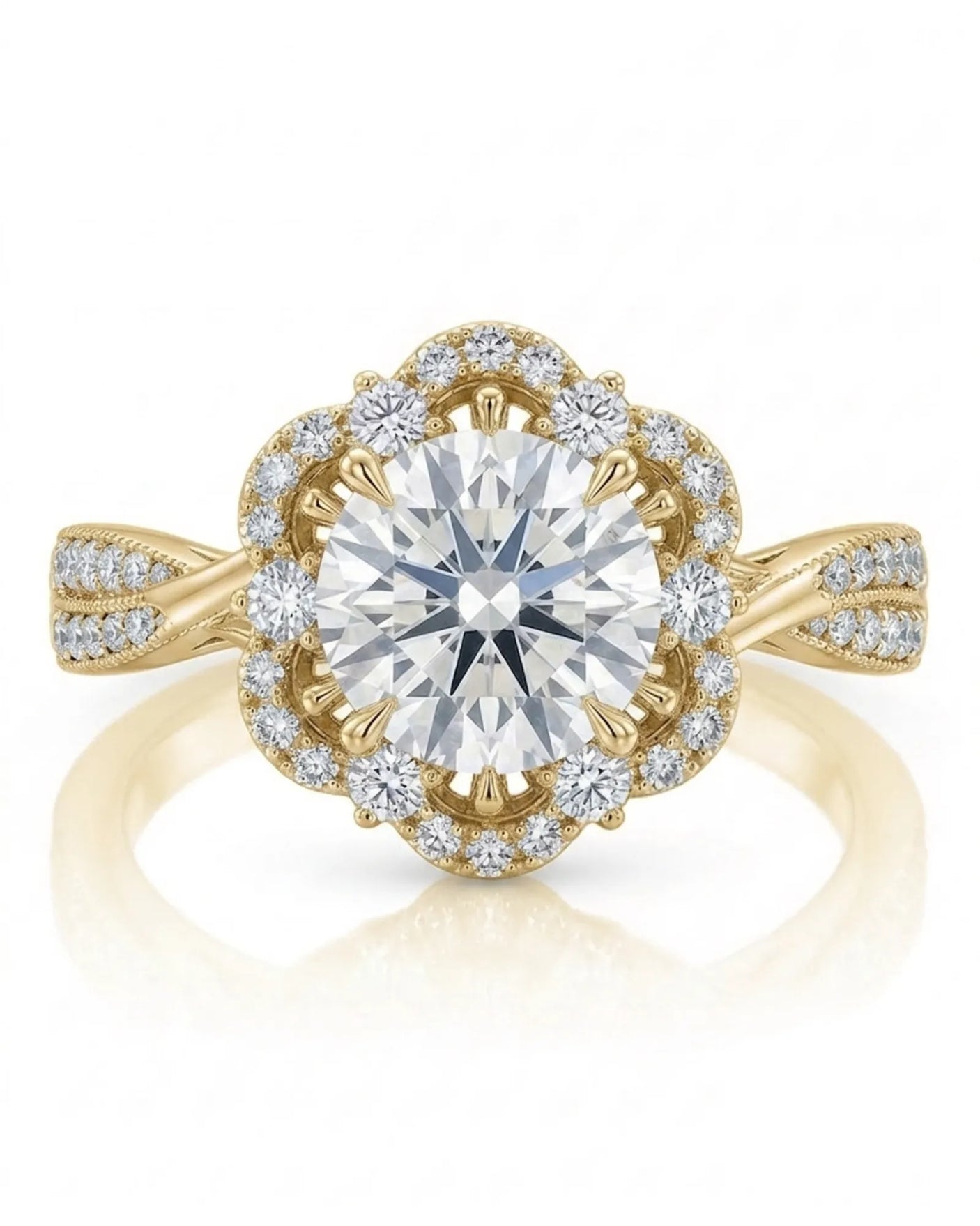 Madea – Radiant Embrace Natural Round Diamond Double Halo Ring