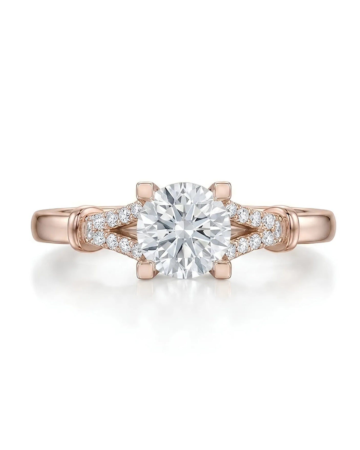 Noemie – Natural Round Diamond Split-Shank Engagement Ring