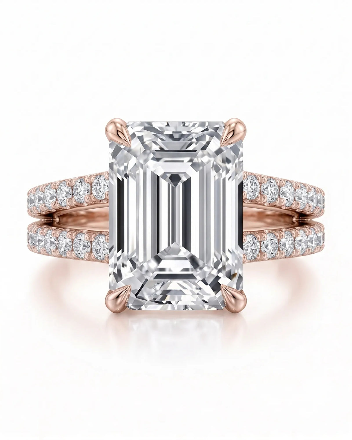 Lilah – Natural Emerald-Cut Diamond Split-Shank Engagement Ring