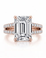 Lilah – Natural Emerald-Cut Diamond Split-Shank Engagement Ring
